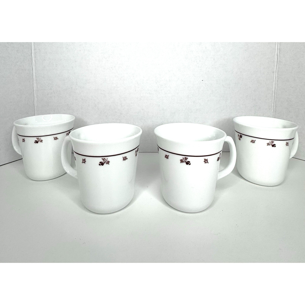 Corning Corelle Burgundy Stoneware Coffee Mugs Set of 4 USA Replacement